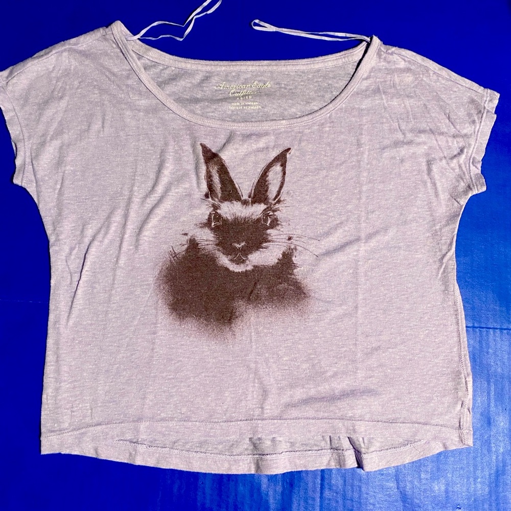 American Eagle Outfitters Y2K Lavender Bunny Rabbit Tee  Size S/P